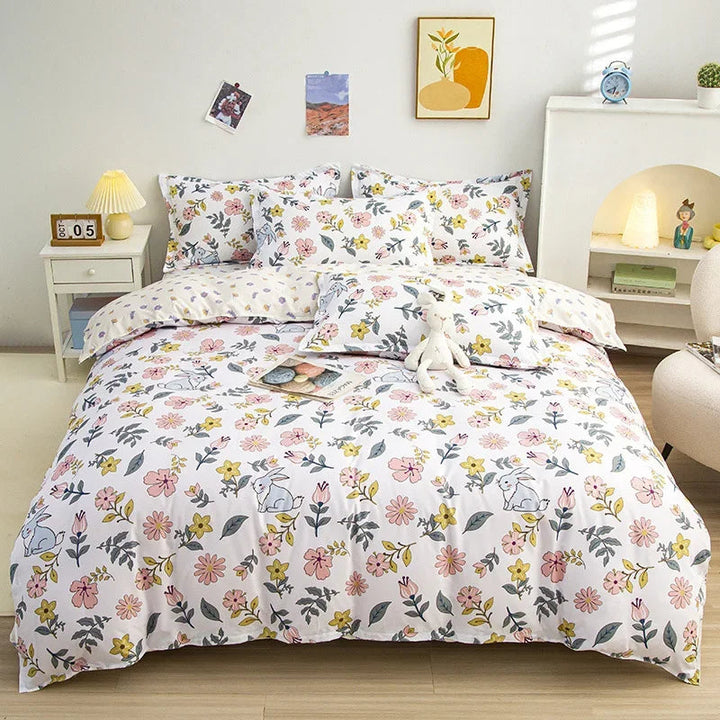 Housse de Couette Réversible Fleurie en Microfibre – Élégante et Confortable 2