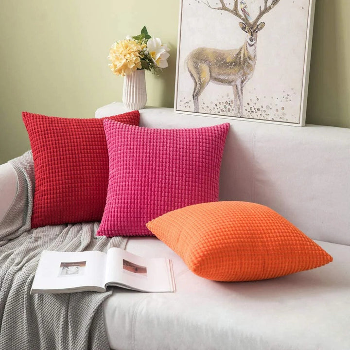 Housse de Coussin en Velours Côtelé de Coton avec Motif Grain de Maïs – 45x45 cm 3