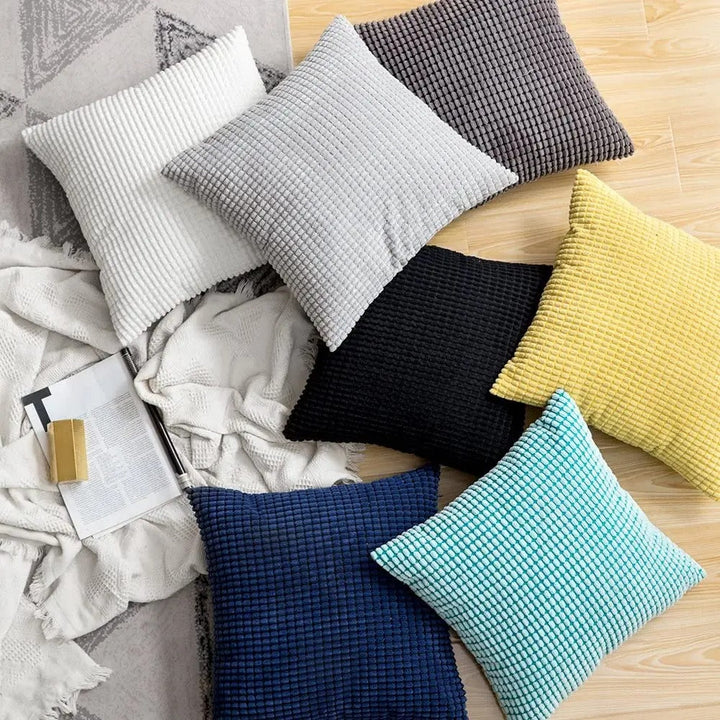 Housse de Coussin en Velours Côtelé de Coton avec Motif Grain de Maïs – 45x45 cm 4