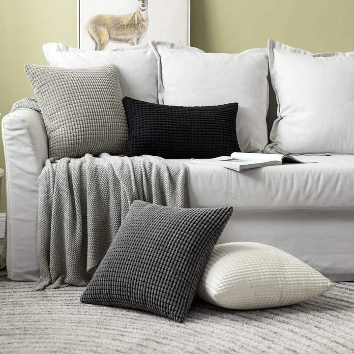 Housse de Coussin en Velours Côtelé de Coton avec Motif Grain de Maïs – 45x45 cm 5