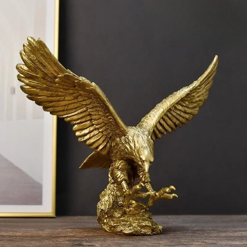 Image d'Aigle Doré Majestueux – Décoration Murale Élégante pour Salon et Bureau en Polyresin, 31,2 cm x 25,4 cm x 16,3 cm 0