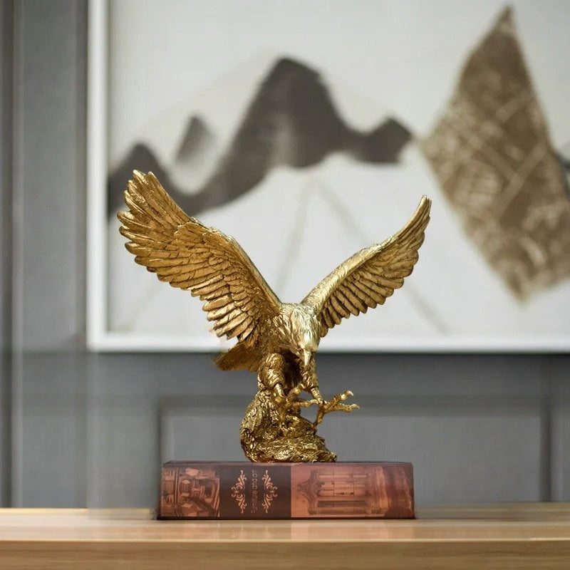 Image d'Aigle Doré Majestueux – Décoration Murale Élégante pour Salon et Bureau en Polyresin, 31,2 cm x 25,4 cm x 16,3 cm 1
