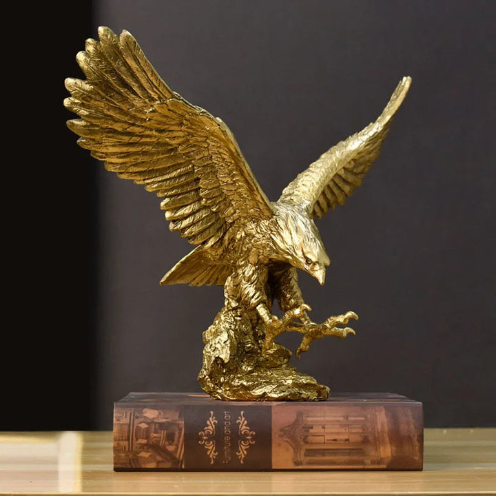 Image d'Aigle Doré Majestueux – Décoration Murale Élégante pour Salon et Bureau en Polyresin, 31,2 cm x 25,4 cm x 16,3 cm 2