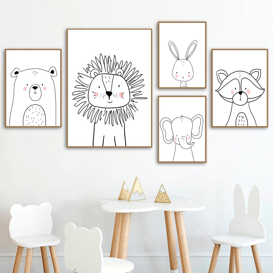 Impressions sur Toile de Furry Friends – Décoration Intérieure Élégante et Ludique 1