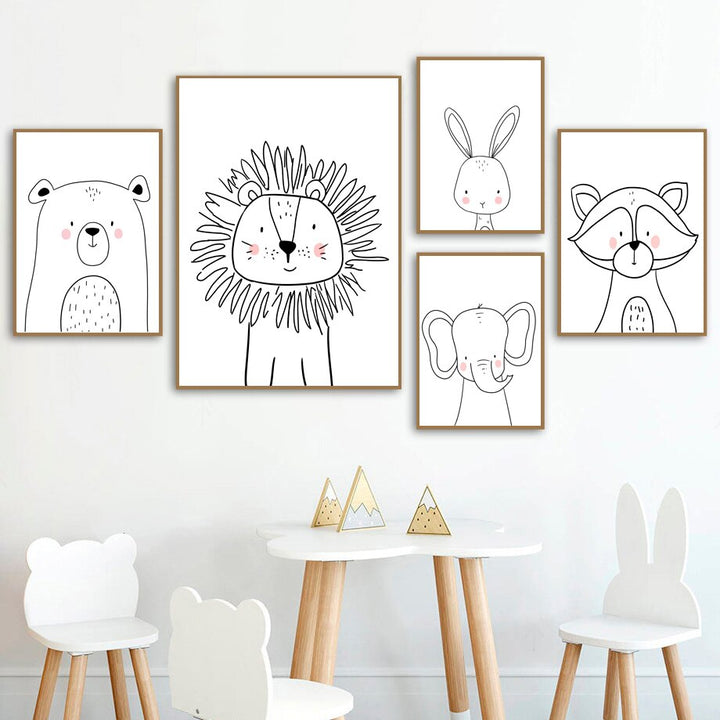 Impressions sur Toile de Furry Friends – Décoration Intérieure Élégante et Ludique 1