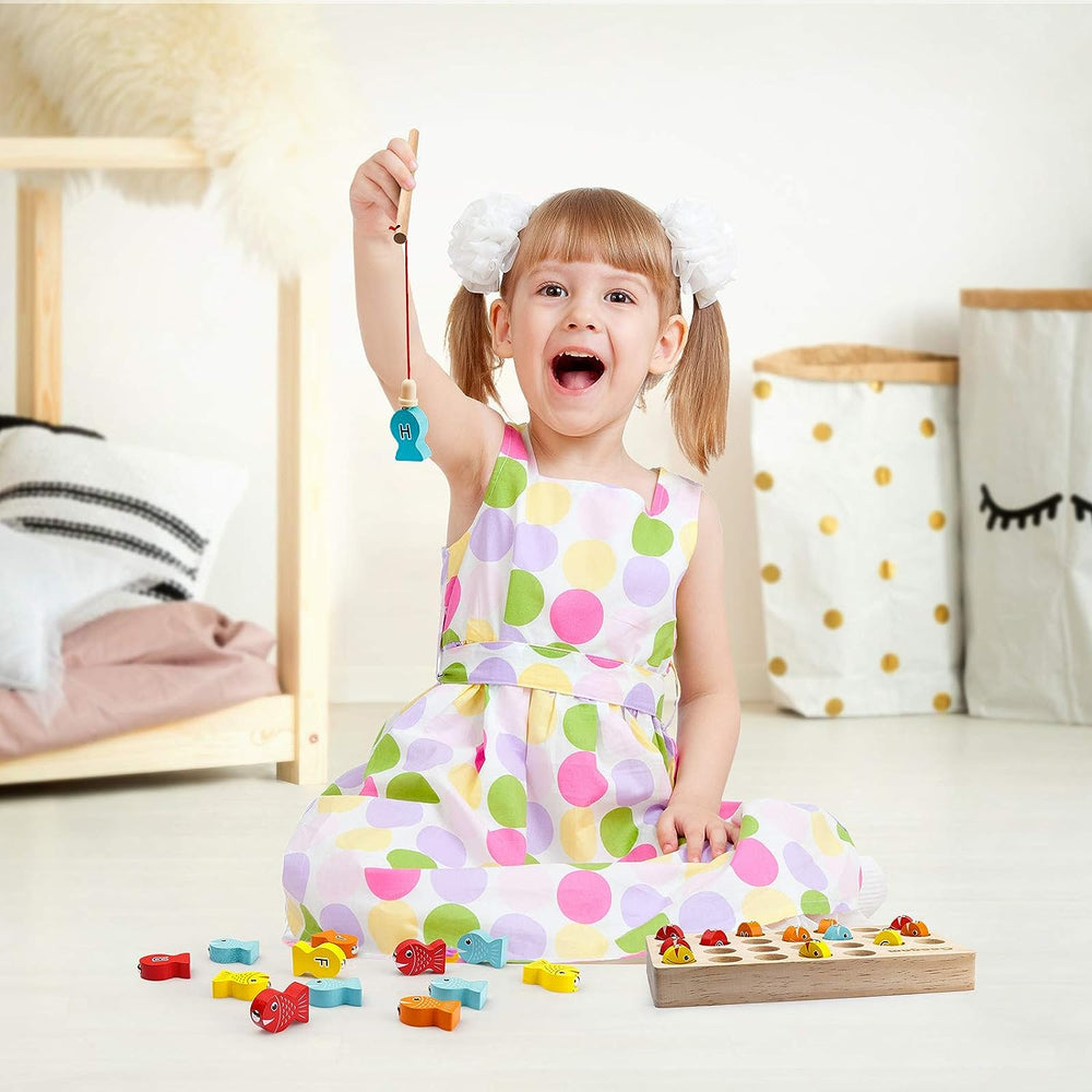 Jeu Éducatif de Pêche Magnétique en Bois pour Enfants - Développement Cognitif et Moteur, Jouet Pédagogique Interactif 1