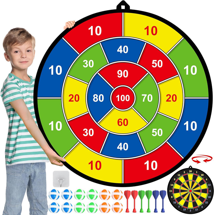 Jeu de Fléchettes Double Face pour Enfants - Disque à Lancer 74 cm avec Boules Collantes et Fléchettes Sûres pour Développer la Coordination 0