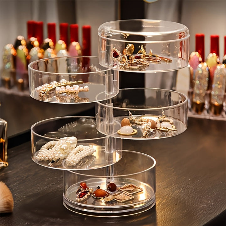 Schmuckorganizer drehbarer Acryl-Turm mit fünf Lagen Aufbewahrung Muttertag