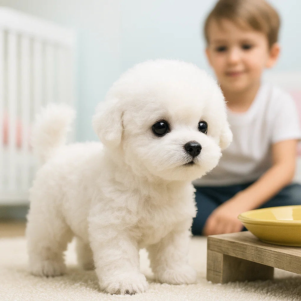 Jouet Chien Interactif en Peluche pour Chiot – Compagnon Réaliste en Cuir Synthétique Doux, Mouvements et Sons Réalistes, 30 cm 1
