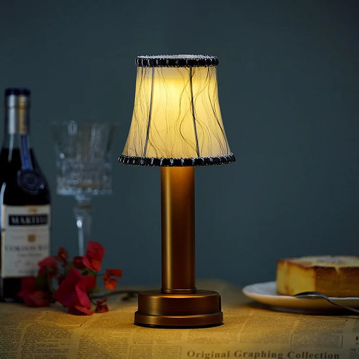 Lampe De Table Sans Fil Rechargeable Élégante En Aluminium Et Tissu 10