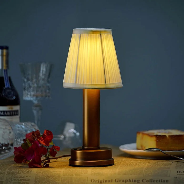 Lampe De Table Sans Fil Rechargeable Élégante En Aluminium Et Tissu 5