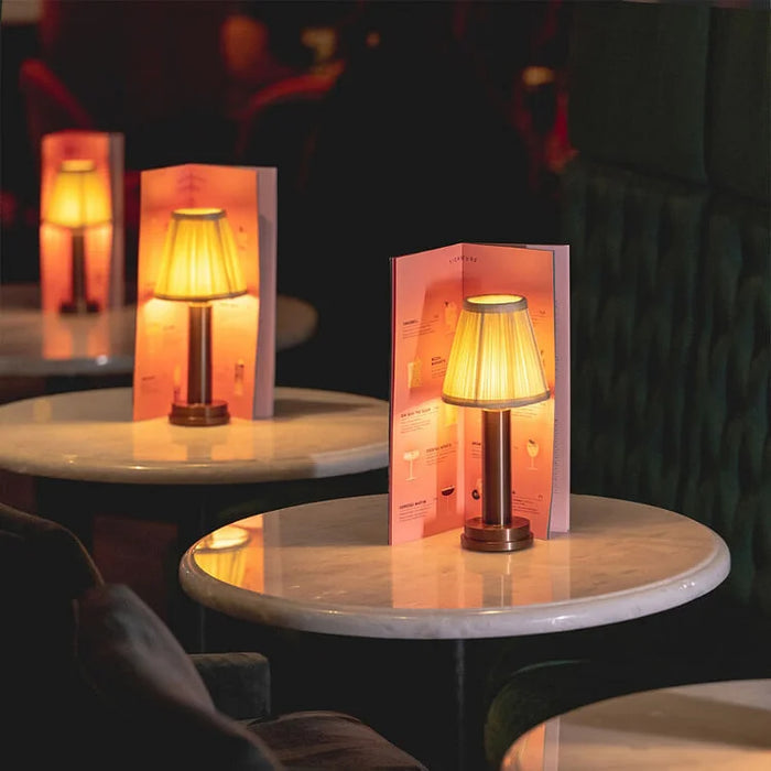 Lampe De Table Sans Fil Rechargeable Élégante En Aluminium Et Tissu 8