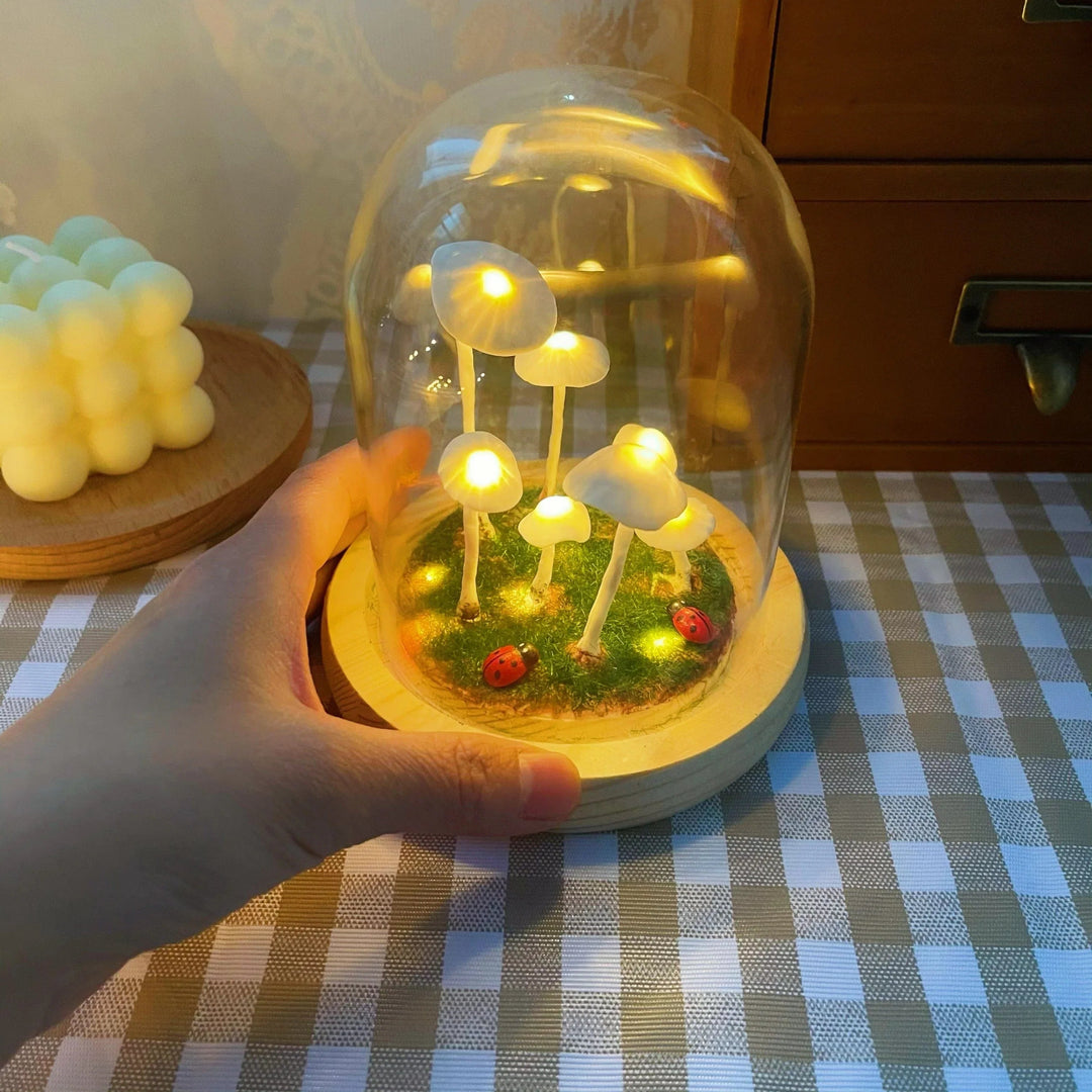Lampe Décorative Champignon en Verre et Bois – Ambiance Enchantée pour Intérieur, Lampe Deco Originale 4