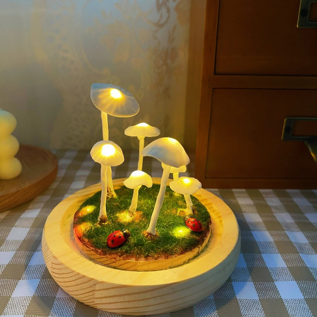 Lampe Décorative Champignon en Verre et Bois – Ambiance Enchantée pour Intérieur, Lampe Deco Originale 5