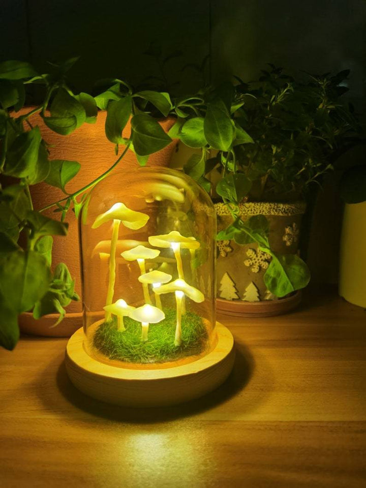 Lampe Décorative Champignon en Verre et Bois – Ambiance Enchantée pour Intérieur, Lampe Deco Originale 7