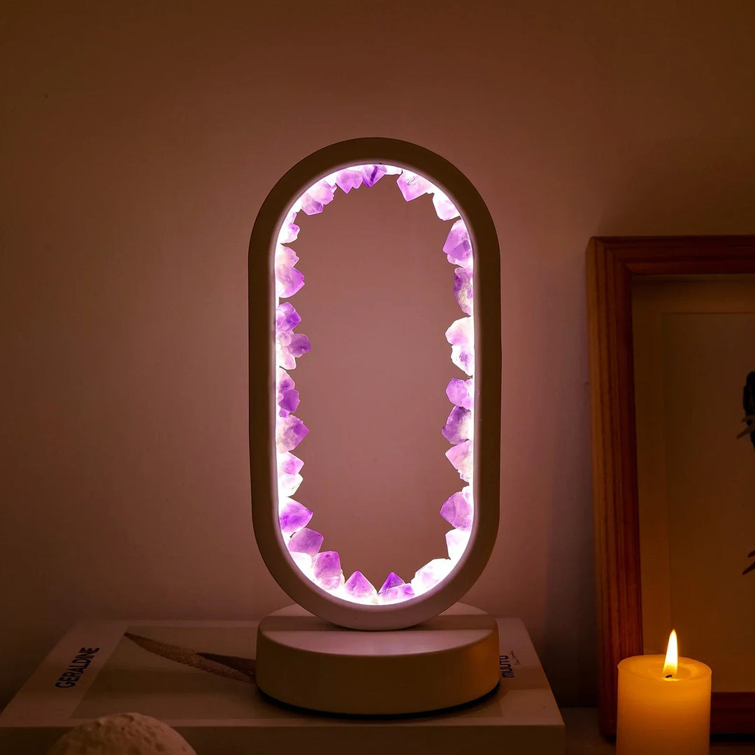 Lampe Décorative en Améthyste Naturelle – Luminaire pour Salon et Méditation avec Éclairage Apaisant 3