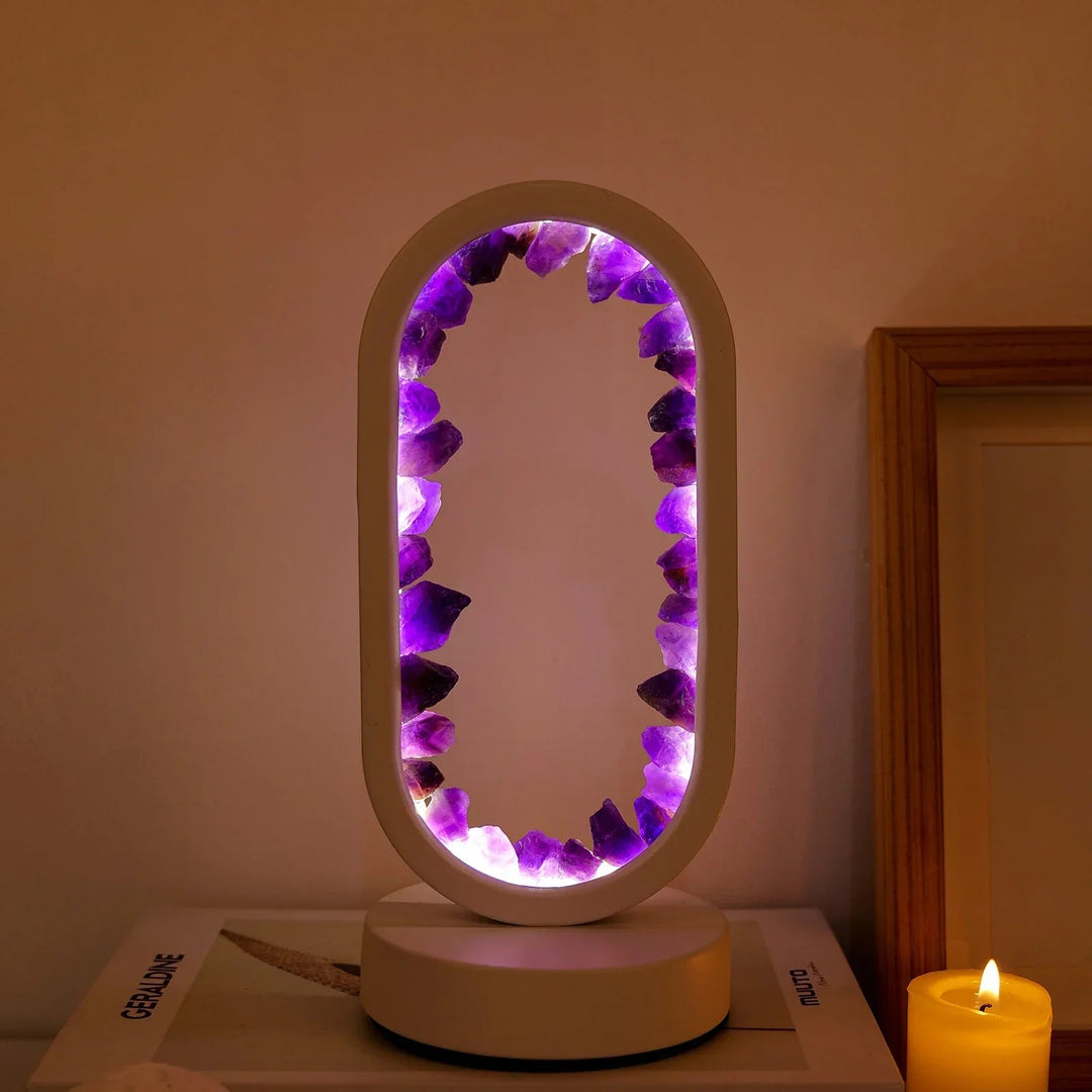 Lampe Décorative en Améthyste Naturelle – Luminaire pour Salon et Méditation avec Éclairage Apaisant 4