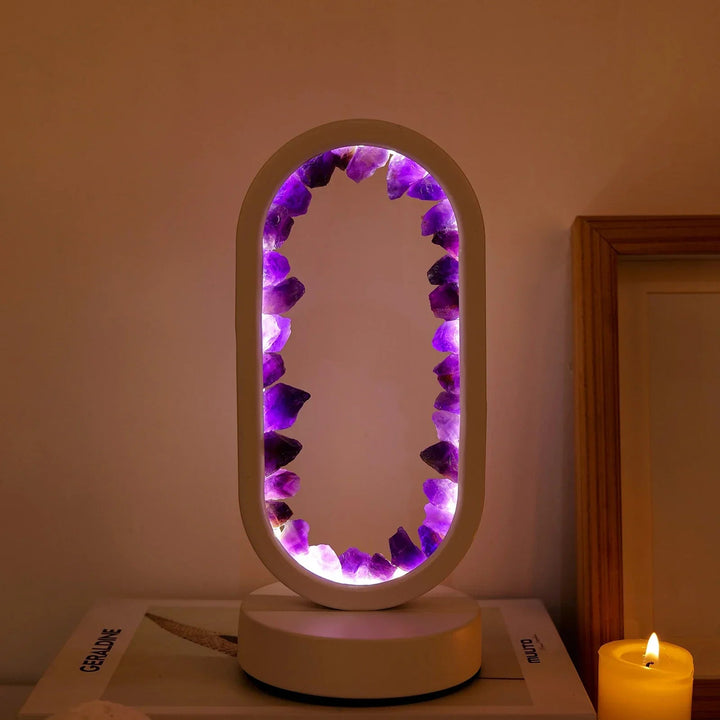 Lampe Décorative en Améthyste Naturelle – Luminaire pour Salon et Méditation avec Éclairage Apaisant 4