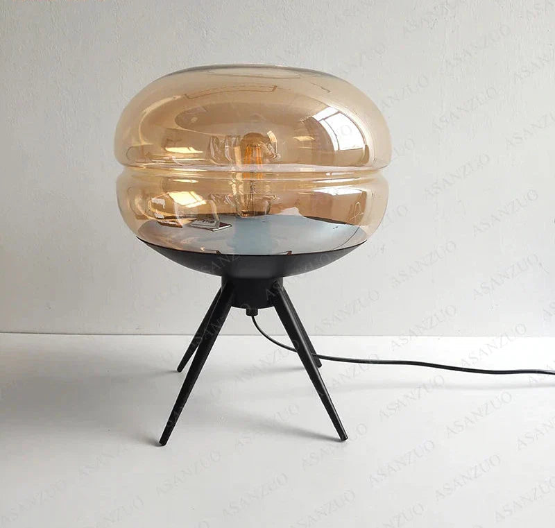 Lampe Multifonctionnelle en Verre Bleu avec Étagère Intégrée – Design Moderne pour Intérieur 1
