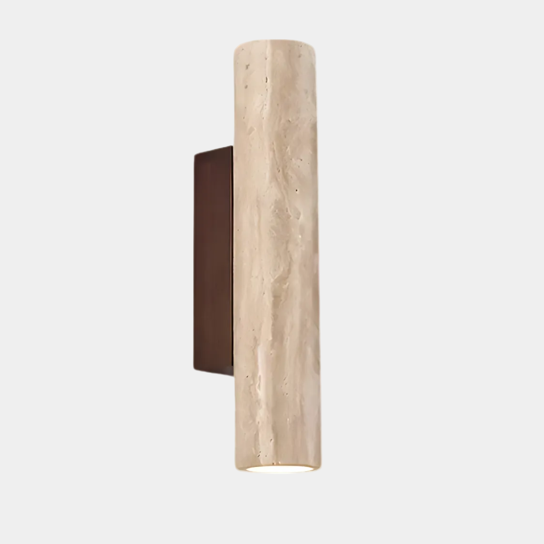 Lampe Murale à LED en Travertin et Bois – Design Wabi Sabi Élégant pour Intérieur Moderne, Ambiance Chaleureuse 0