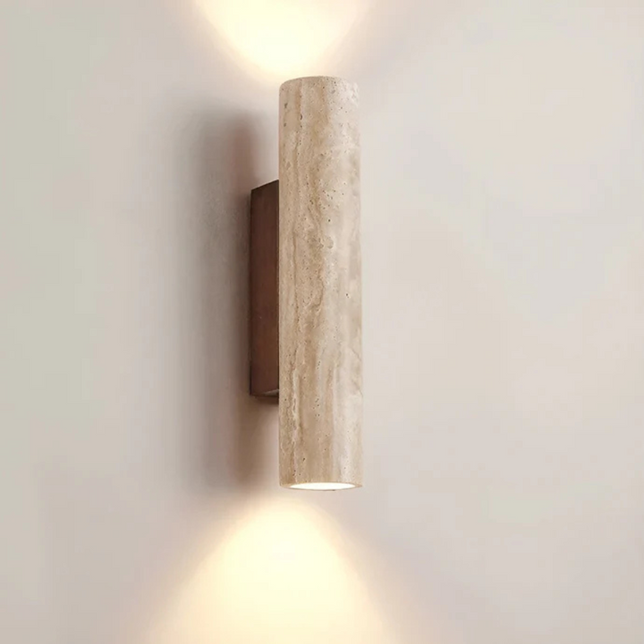 Lampe Murale à LED en Travertin et Bois – Design Wabi Sabi Élégant pour Intérieur Moderne, Ambiance Chaleureuse 2