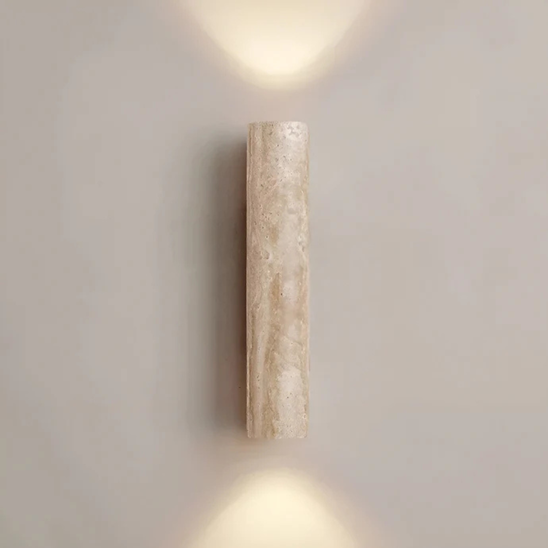 Lampe Murale à LED en Travertin et Bois – Design Wabi Sabi Élégant pour Intérieur Moderne, Ambiance Chaleureuse 3