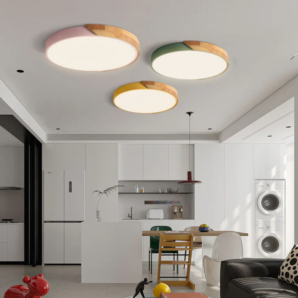 Lampe Plafond LED Scandinave Élégante en Bois et Acrylique – Design Minimaliste 1