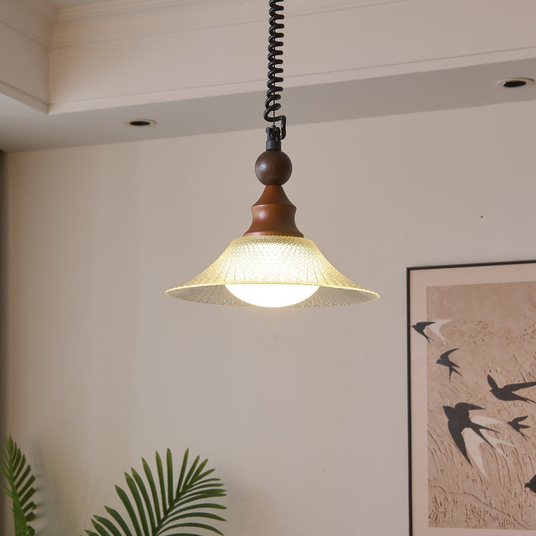 Lampe Plafonnier en Bois et Métal avec Diffuseur en Verre – Design Minimaliste pour Intérieur Chic 0