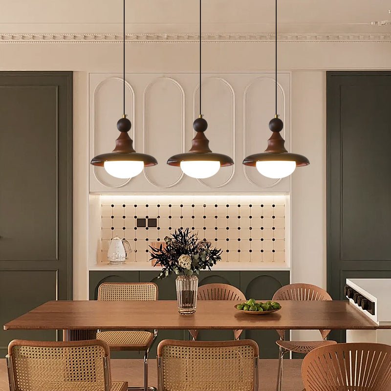 Lampe Plafonnier en Bois et Métal avec Diffuseur en Verre – Design Minimaliste pour Intérieur Chic 1
