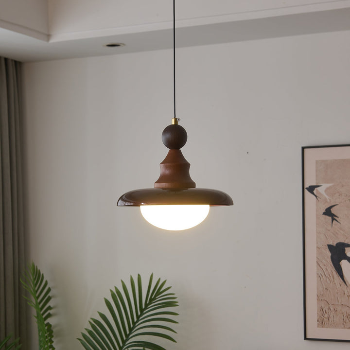 Lampe Plafonnier en Bois et Métal avec Diffuseur en Verre – Design Minimaliste pour Intérieur Chic 2