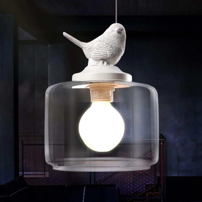 Lampe Suspendue Artistique au Motif d'Oiseau en Métal et Verre – Luminaire Suspendu Élégant pour Éclairage Chaleureux 1