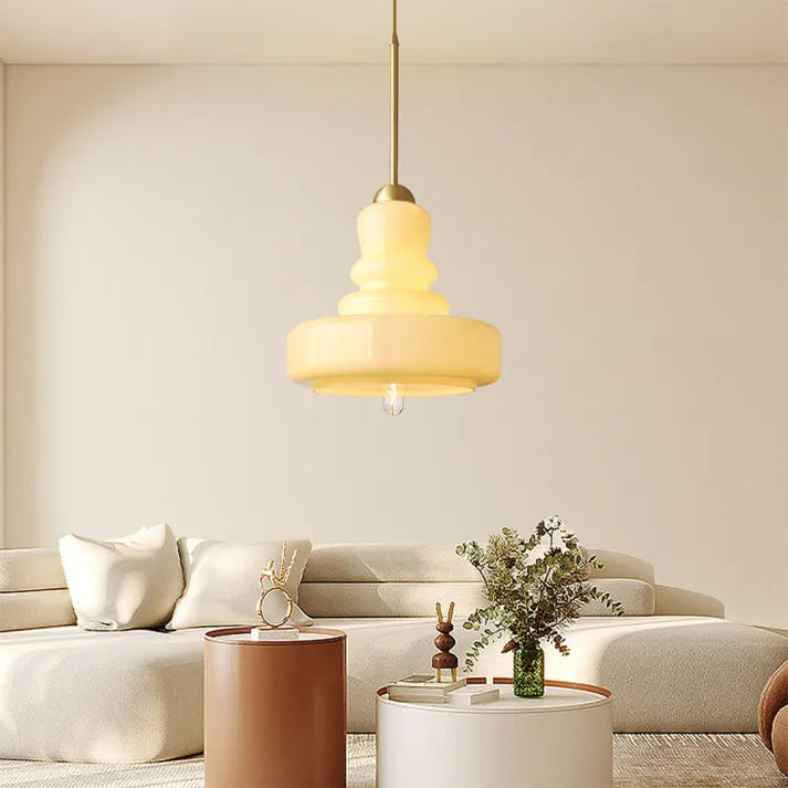 Lampe Suspendue Cylindrique en Verre pour Salle à Manger – Luminaire Suspendu Élégant et Moderne, Éclairage Doux et Accueillant 3