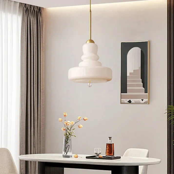 Lampe Suspendue Cylindrique en Verre pour Salle à Manger – Luminaire Suspendu Élégant et Moderne, Éclairage Doux et Accueillant 5