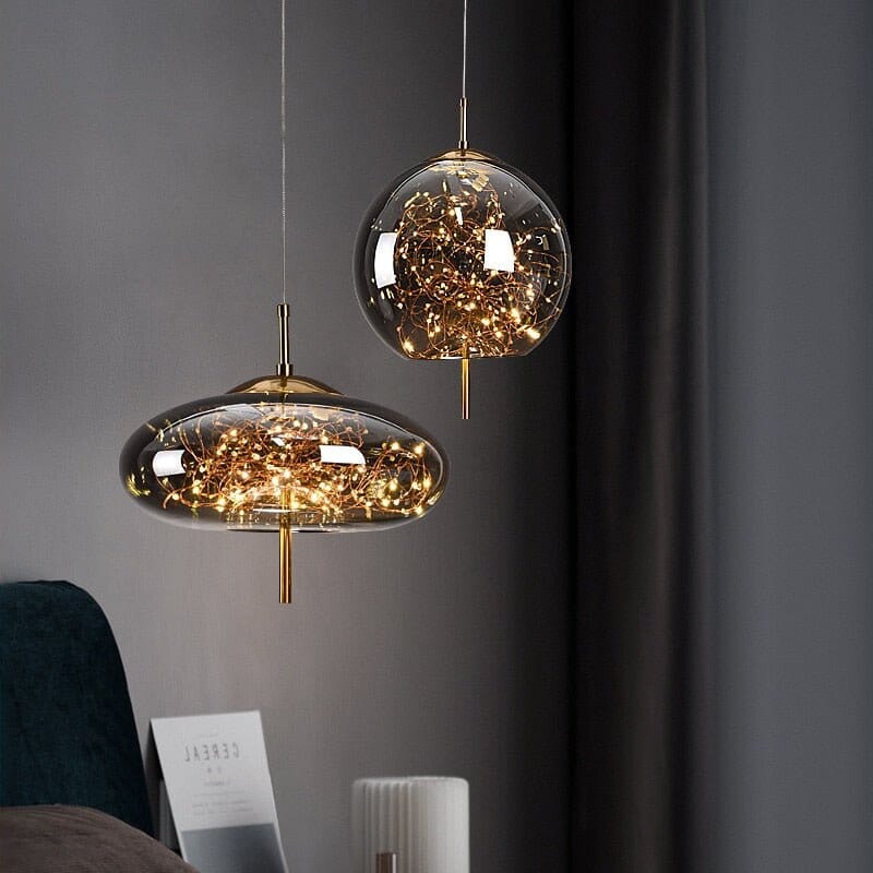 Lampe Suspendue Élégante en Verre avec Motif Féérique – Luminaire Suspendu pour Salle à Manger et Intérieur Moderne 1