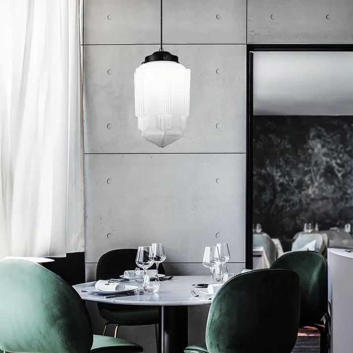 Lampe Suspendue Géométrique en Verre Mat – Luminaire Suspendu Élégant pour Salle à Manger et Intérieur 7