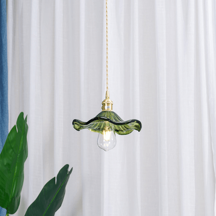 Lampe Suspendue Hibiscus en Verre et Laiton – Luminaire Suspendu Élégant pour Salle à Manger et Salon, Éclairage LED 3