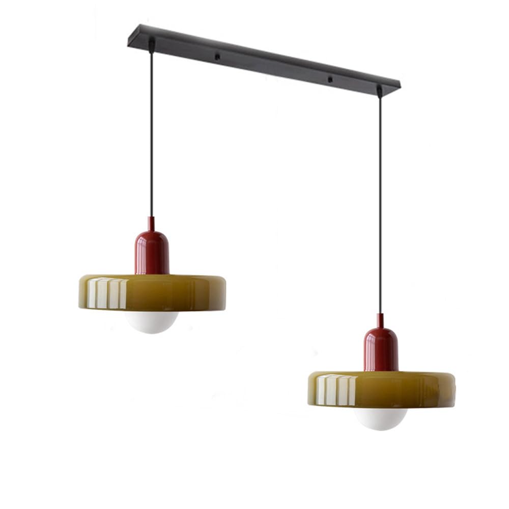Lampe Suspendue Minimaliste en Verre avec Deux Sources de Lumière – Luminaire Suspendu pour Cuisine et Salle à Manger 1
