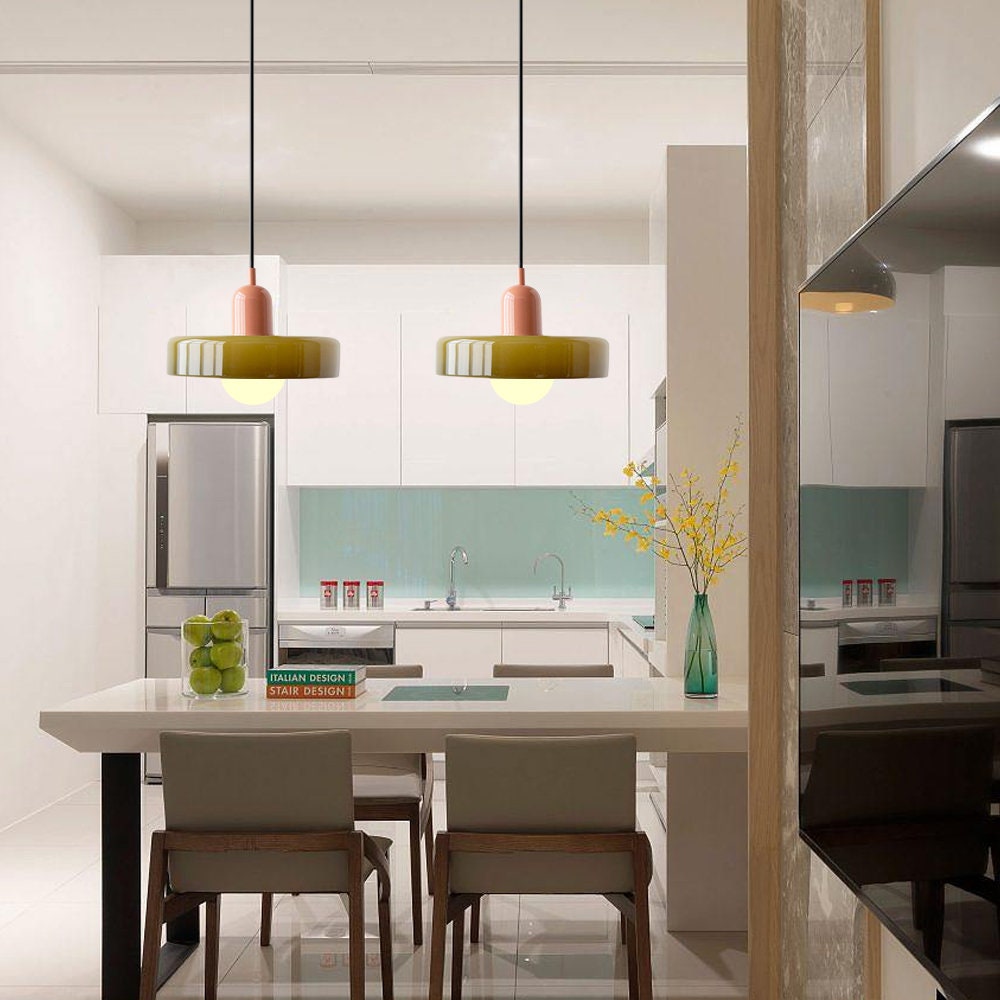 Lampe Suspendue Minimaliste en Verre avec Deux Sources de Lumière – Luminaire Suspendu pour Cuisine et Salle à Manger 6