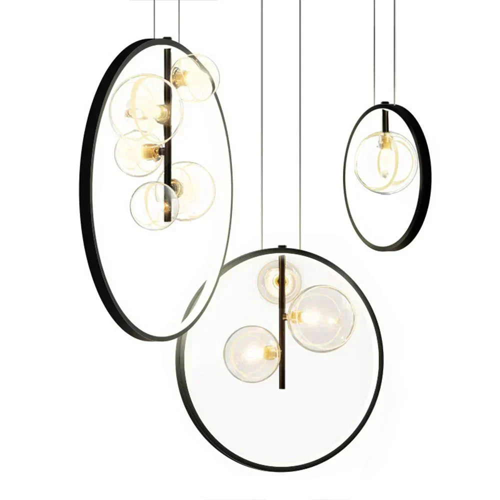 Lampe Suspendue Moderne en Verre et Métal pour Salon – Luminaire Suspendu Éclairage Chaud, Design Élégant, Diamètre 28-50 cm 3