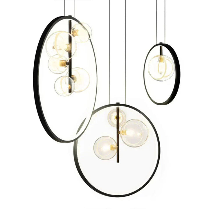 Lampe Suspendue Moderne en Verre et Métal pour Salon – Luminaire Suspendu Éclairage Chaud, Design Élégant, Diamètre 28-50 cm 3
