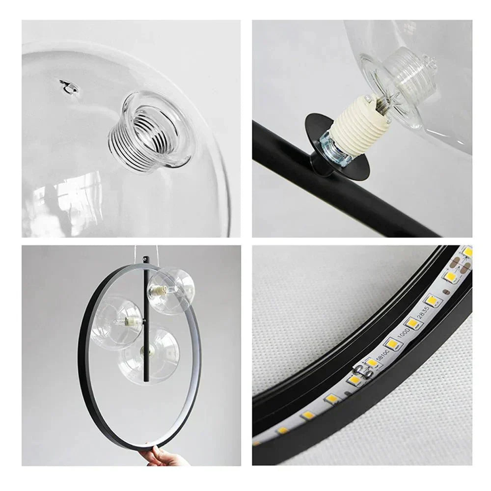 Lampe Suspendue Moderne en Verre et Métal pour Salon – Luminaire Suspendu Éclairage Chaud, Design Élégant, Diamètre 28-50 cm 4