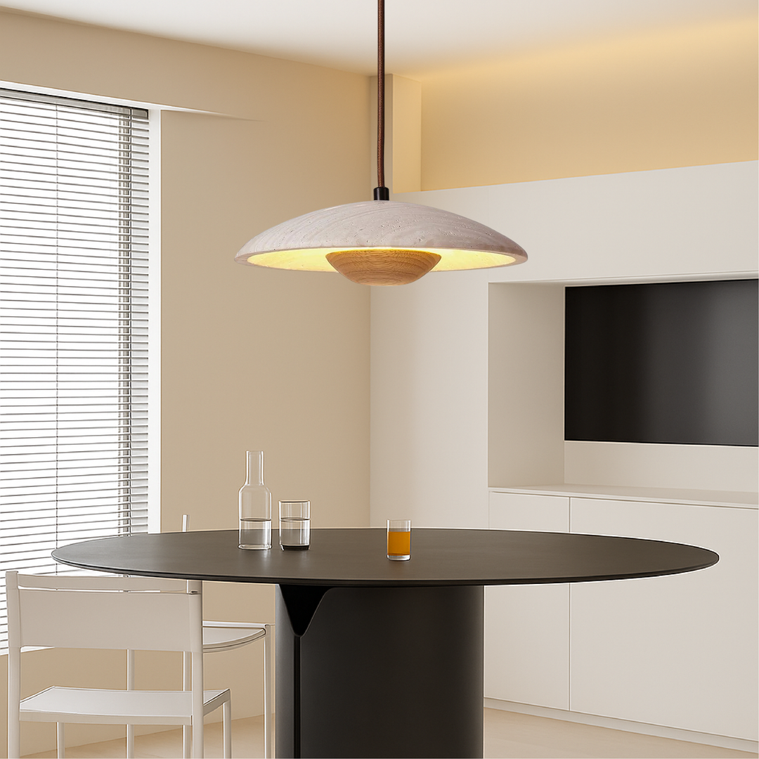 Lampe Suspendue Réglable en Hauteur en Travertin - Luminaire Suspendu Moderne pour Salon et Cuisine 2