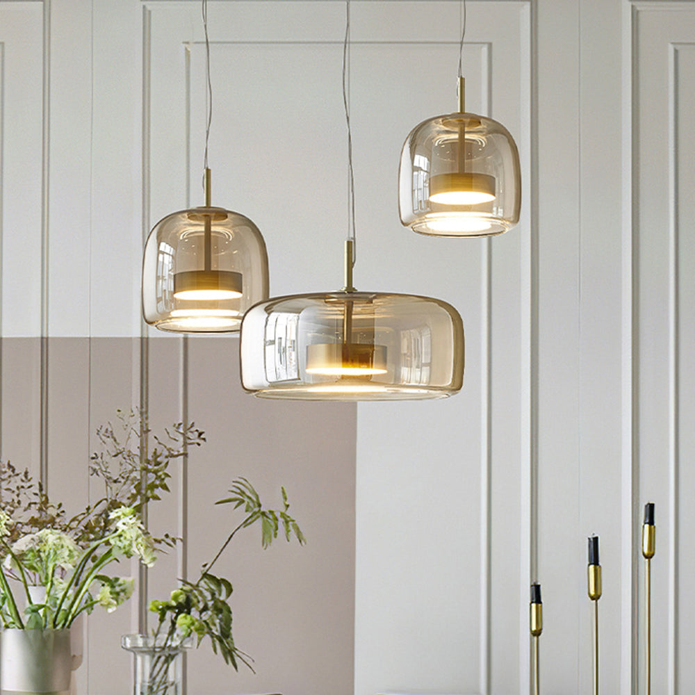 Lampe Suspendue Rétro en Métal et Verre Amber – Luminaire Suspendu Élégant pour Salle à Manger et Salon 1