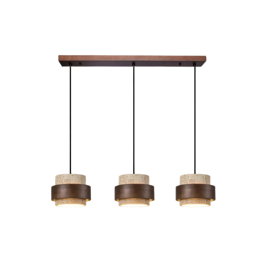 Lampe Suspendue Wabi Sabi en Travertin et Bois Massif – Éclairage Moderne et Élégant 5