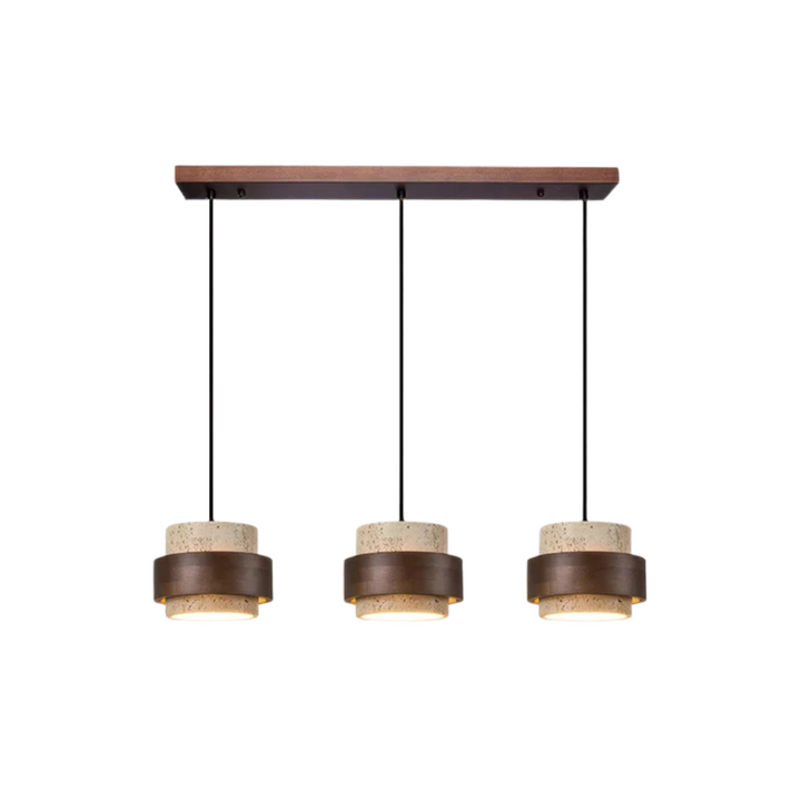 Lampe Suspendue Wabi Sabi en Travertin et Bois Massif – Éclairage Moderne et Élégant 5