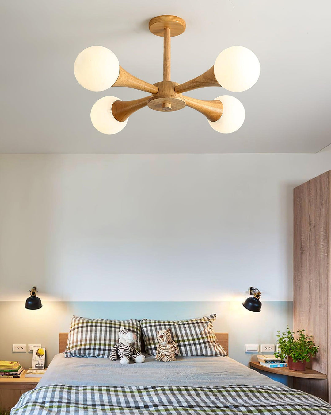 Lampe Suspendue en Bois Écologique – Luminaire Suspendu Design Élégant pour Salle à Manger avec Lumière Chaude, 40 cm 2