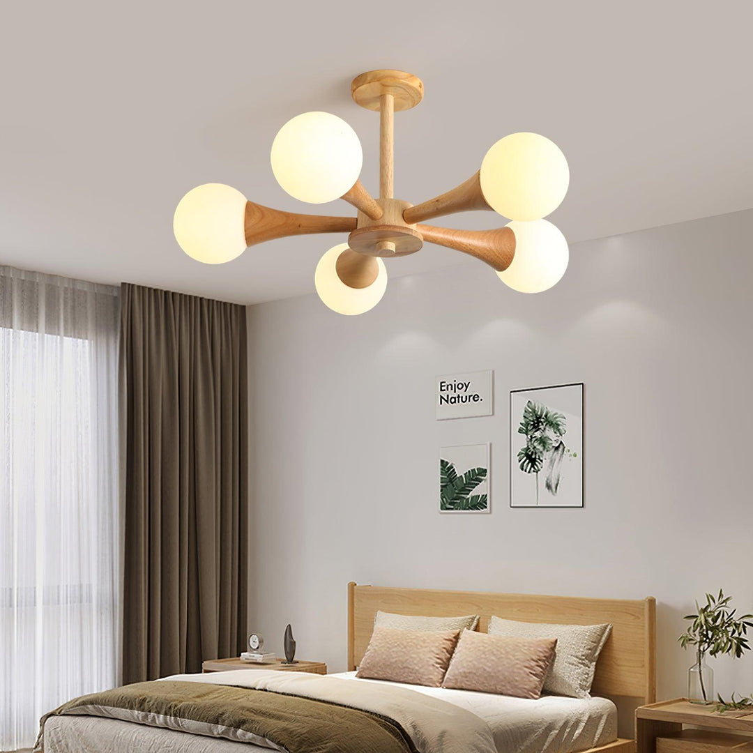 Lampe Suspendue en Bois Écologique – Luminaire Suspendu Design Élégant pour Salle à Manger avec Lumière Chaude, 40 cm 3