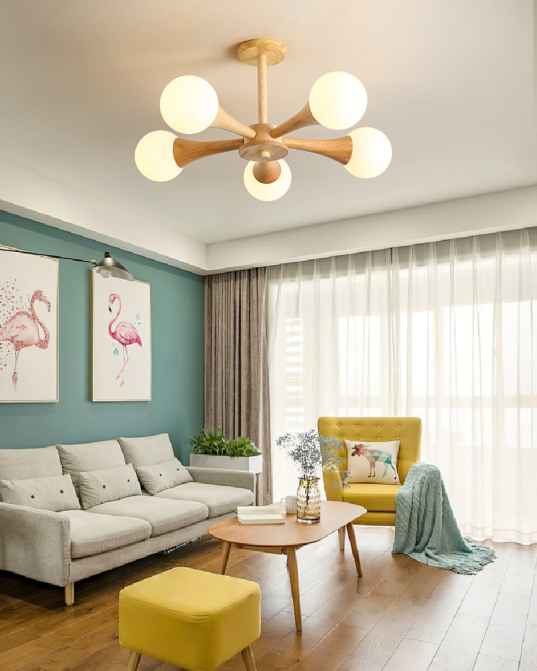 Lampe Suspendue en Bois Écologique – Luminaire Suspendu Design Élégant pour Salle à Manger avec Lumière Chaude, 40 cm 4