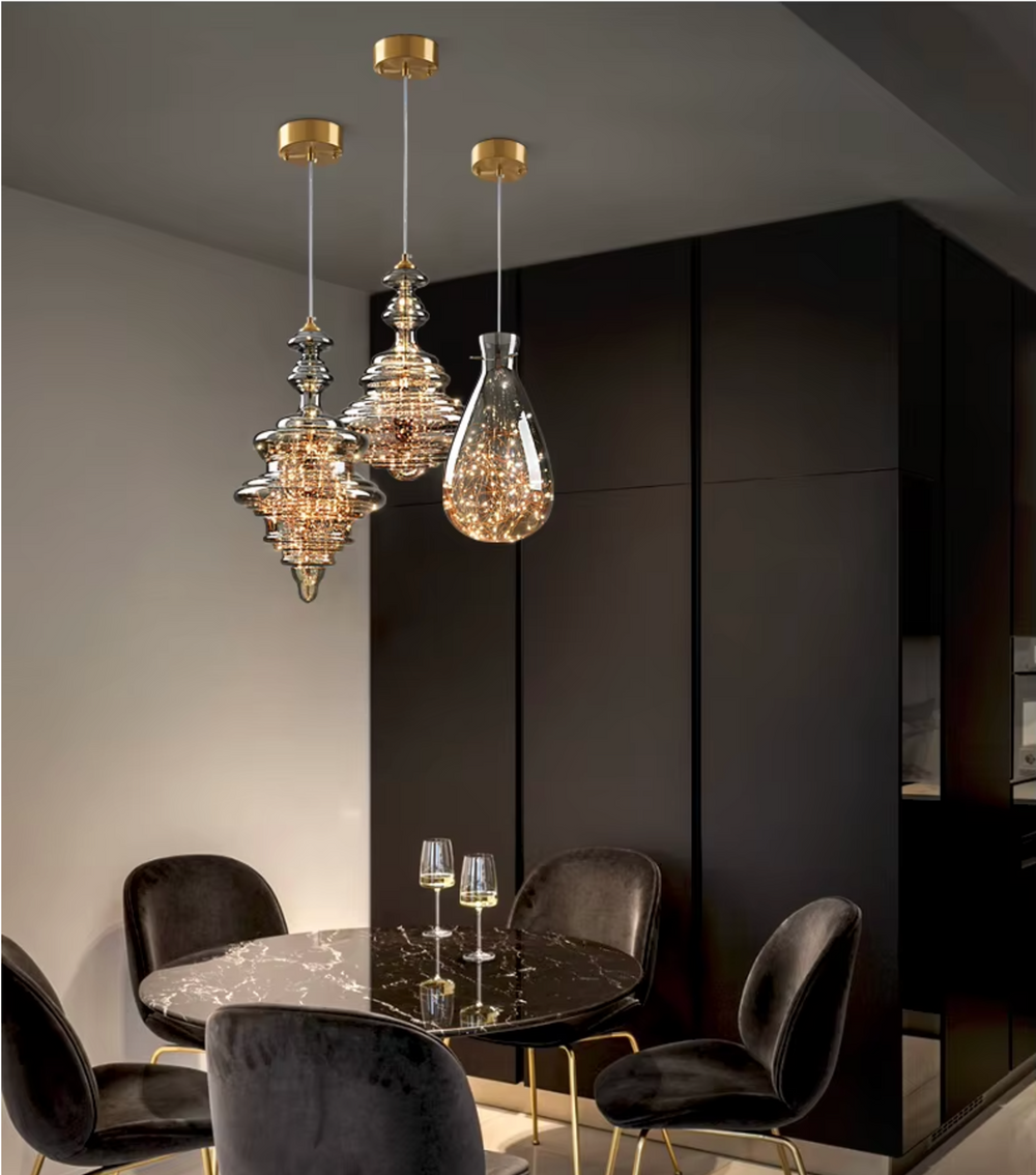 Lampe Suspendue en Cuivre avec Motif Luciole – Luminaire Suspendu Éclairant pour Salle à Manger et Salon, Hauteur Réglable 1