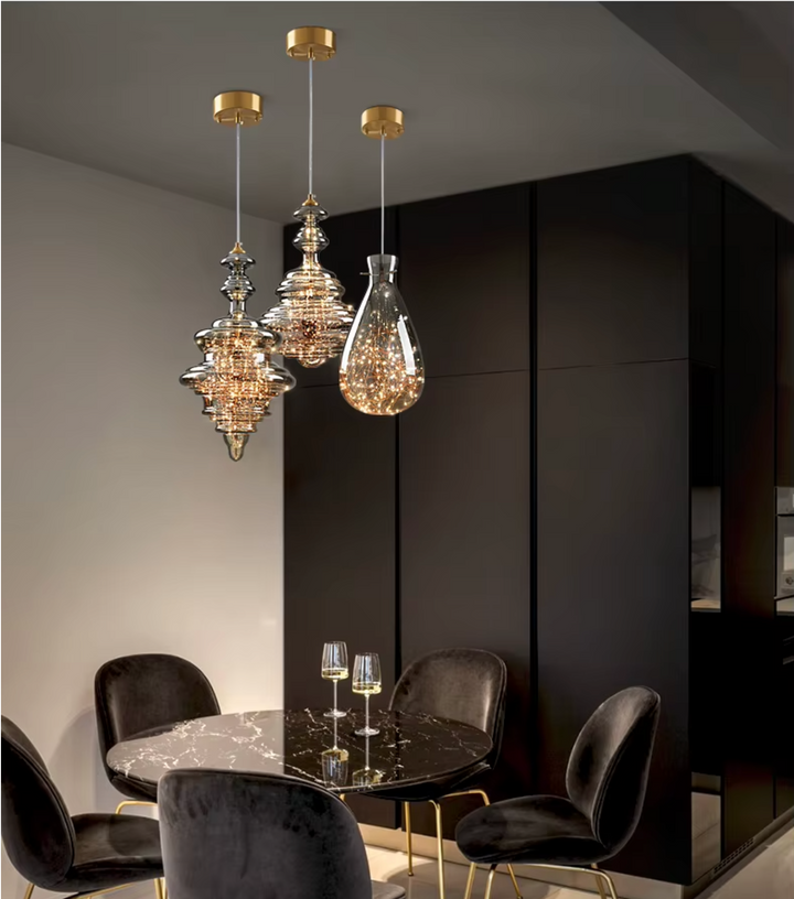 Lampe Suspendue en Cuivre avec Motif Luciole – Luminaire Suspendu Éclairant pour Salle à Manger et Salon, Hauteur Réglable 1